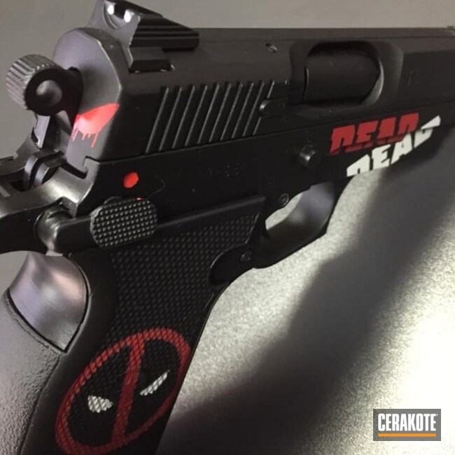 Cerakoted H-146 Graphite Black, H-216 Smith & Wesson Red And H-140 Bright White