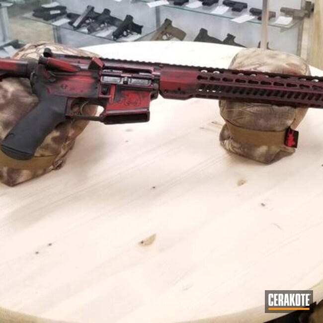 Cerakoted Battleworn Graphite Black And Crimson Cerakote Finish