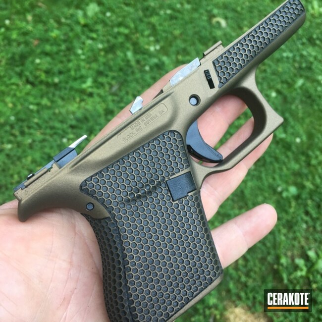 Cerakoted H-148 Burnt Bronze And Laser Stippling On This Glock 43 Frame