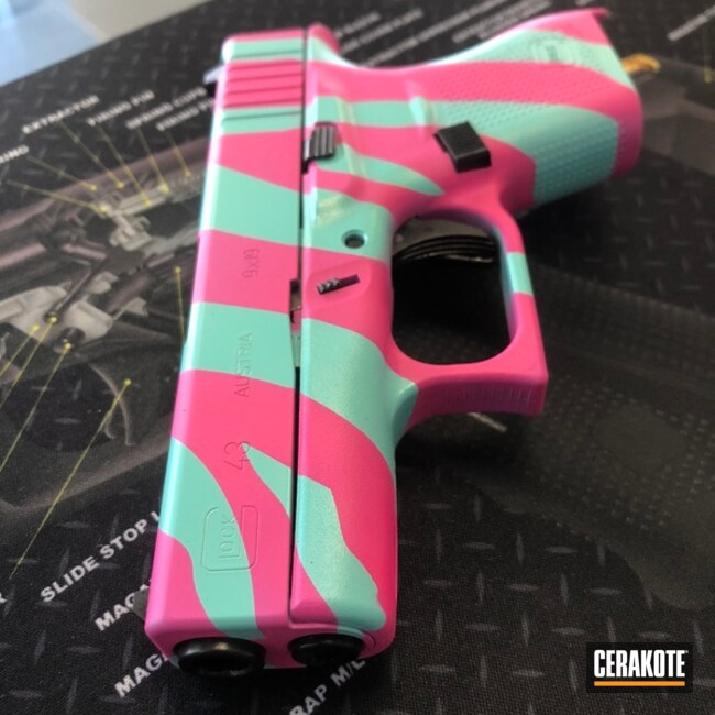 Cerakoted Glock 43 Handgun In A Custom Zebra Finish