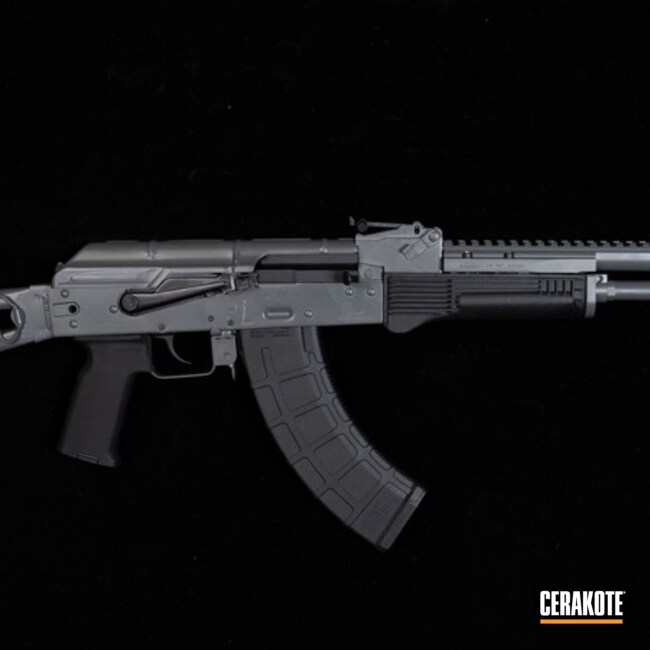 Cerakoted Ak Rifle With A Cerakote Elite Concrete Finish