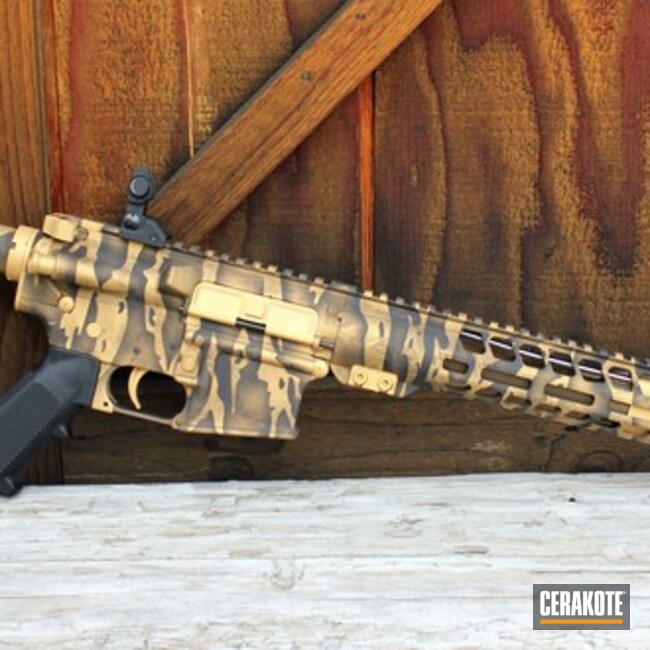 Cerakoted Ar-15 Rifle With Custom Cerakote Stripe Camo Finish