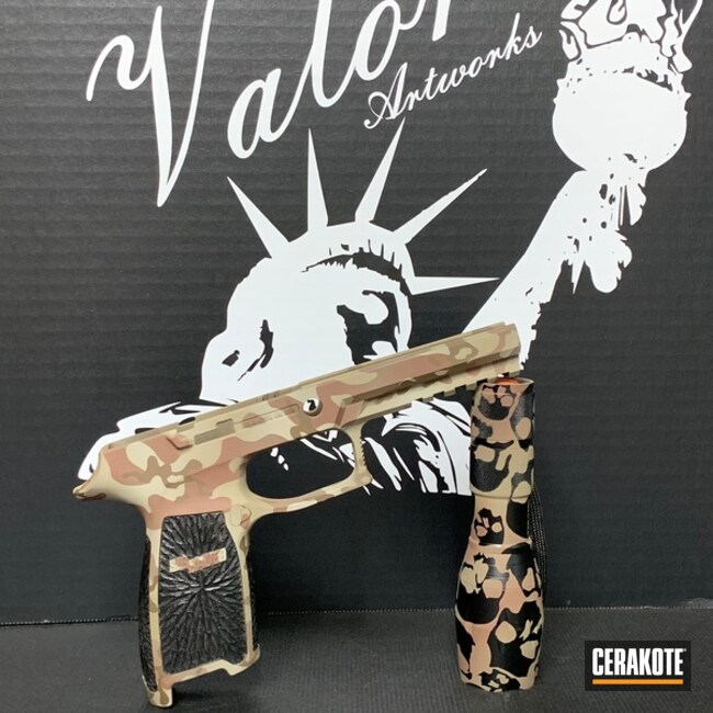 Cerakoted Sig Frame In A Custom Woodland Camo Finish