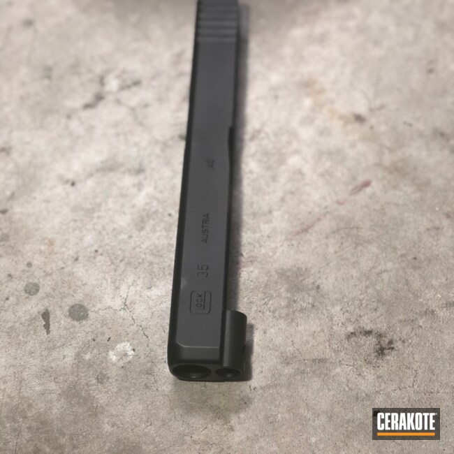 Cerakoted Glock 35 Slide In A Cerakote H-146 Graphite Black Finish