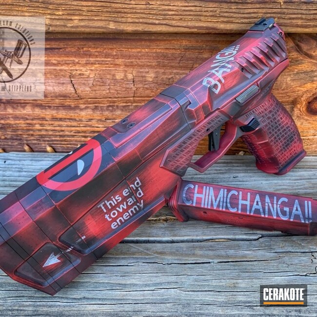 Cerakoted Deadpool Themed Silencerco Maxim 9