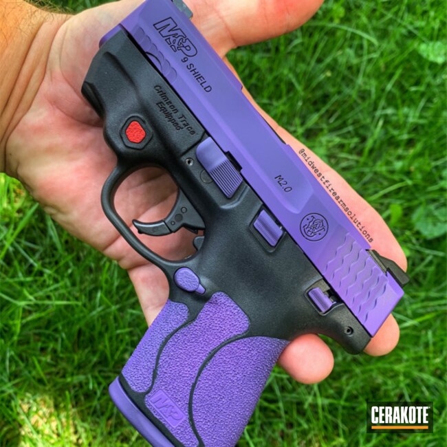 Cerakoted Two Toned Purple And Black M&p Shield Handgun