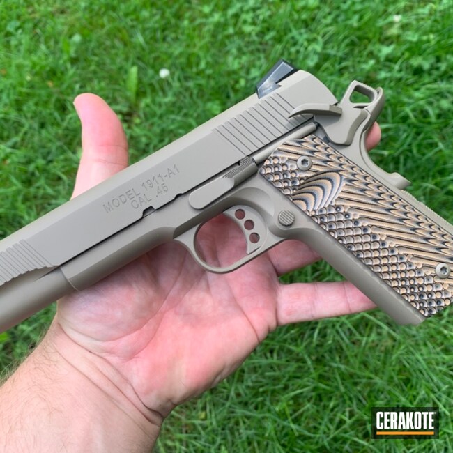 Cerakoted 1911 Handgun In Cerakote H-265 Flat Dark Earth