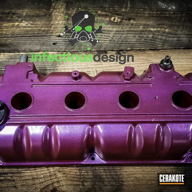 Cerakoted Toyota Valve Cover With Cerakote H-221 Crimson