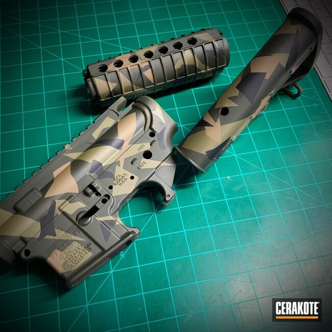 Cerakoted Bushmaster Ar-15 With A Cerakote Splinter Camo Finish