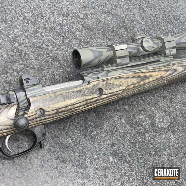 Cerakoted Cerakote Woodgrain Finish Using A Custom Blend Of Multicam Green And Springfield Armory Grey