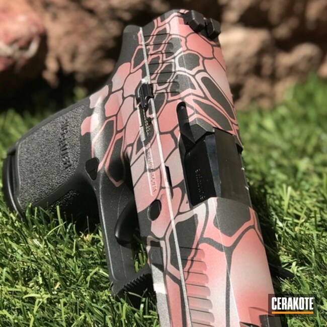 Cerakoted Sig Sauer P320 Handgun With A Custom Mixed Cerakote Kryptek Finish